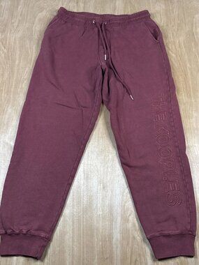 The Kooples Mens Burgundy Drawstring Organic Cotton Sweatpants Joggers Sz Large